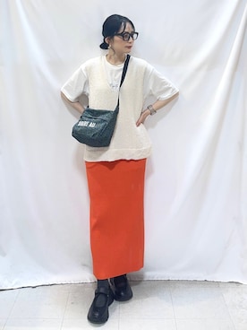 「アイテム（ダウンジャケット/コート）」を使った、Hiromiさん（レディース・164cm）の春コーディネート