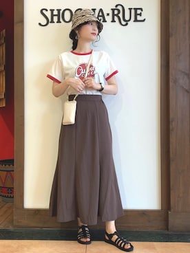 「DRESKIP（ドレスキップ）のアイテム（ハット）」を使った、Hiromiさん（レディース・164cm）の春コーディネート