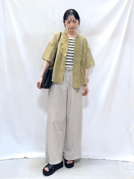 「SHOO・LA・RUE（シューラルー）の【S-LL】見せてもキレイ スクエアネック リブタンクトップ（ニット/セーター、ベージュ系）」を使った、Hiromiさん（レディース・164cm）の夏コーディネート