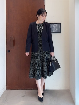 「オフィスカジュアル」｜「アイテム（ワンピース）」を使った、Hiromiさん（レディース・164cm）の冬コーディネート