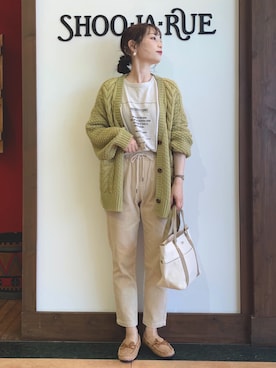 「ケーブルカーディガン」｜「アイテム（その他シューズ）」を使った、Hiromiさん（レディース・164cm）の秋コーディネート