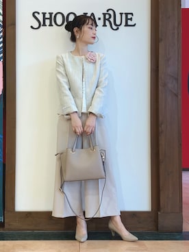 「お仕事スタイル」｜「アイテム（ノーカラージャケット）」を使った、Hiromiさん（レディース・164cm）の冬コーディネート