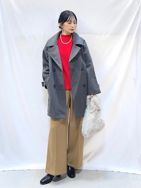 「アイテム（チェスターコート）」を使った、Hiromiさん（レディース・164cm）の秋コーディネート