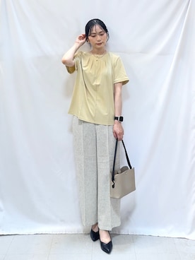 「SHOO・LA・RUE（シューラルー）の【セレモニー】5cmヒールパンプス（パンプス、ブラック系）」を使った、Hiromiさん（レディース・164cm）の春コーディネート