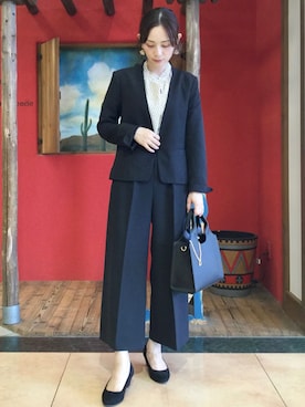 「七五三」｜「アイテム（ノーカラージャケット）」を使った、Hiromiさん（レディース・164cm）の秋コーディネート