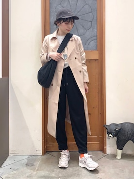 「DRESKIP（ドレスキップ）のアイテム（トレンチコート）」を使った、Hiromiさん（レディース・164cm）の冬コーディネート