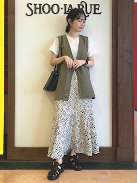 「DRESKIP（ドレスキップ）のアイテム（サンダル）」を使った、Hiromiさん（レディース・164cm）の夏コーディネート