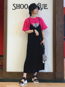 「DRESKIP（ドレスキップ）のアイテム（ハット）」を使った、Hiromiさん（レディース・164cm）の夏コーディネート