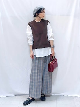 「アイテム（ニット/セーター）」を使った、Hiromiさん（レディース・164cm・40代）の秋コーディネート
