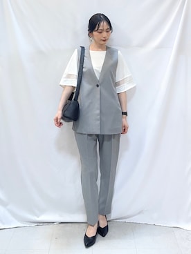 「SHOO・LA・RUE（シューラルー）の【セレモニー】5cmヒールパンプス（パンプス、ブラック系）」を使った、Hiromiさん（レディース・164cm）の春コーディネート