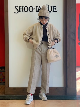 「DRESKIP（ドレスキップ）のアイテム（ニットキャップ/ビーニー）」を使った、Hiromiさん（レディース・164cm）の冬コーディネート