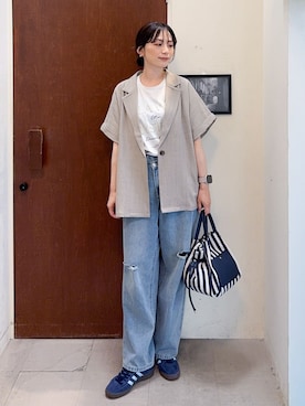 「Cutie Blonde（キューティーブロンド）のアイテム（デニムパンツ）」を使った、Hiromiさん（レディース・164cm）の夏コーディネート