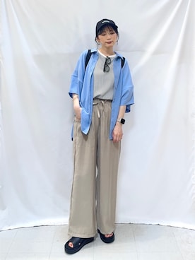 「SHOO・LA・RUE（シューラルー）のミドルフレームサングラス（サングラス、ブラウン系）」を使った、Hiromiさん（レディース・164cm）の春コーディネート