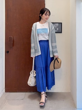「アイテム（ハット、イエロー系）」を使った、Hiromiさん（レディース・164cm）の春コーディネート