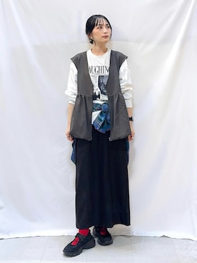 「アイテム（ベスト）」を使った、Hiromiさん（レディース・164cm）の秋コーディネート