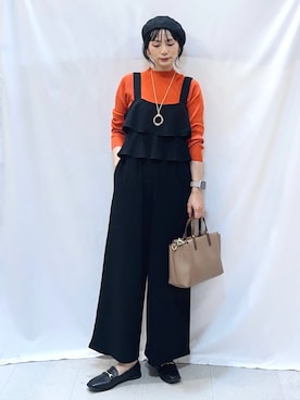 「アイテム（オールインワン・サロペット）」を使った、Hiromiさん（レディース・164cm）の秋コーディネート