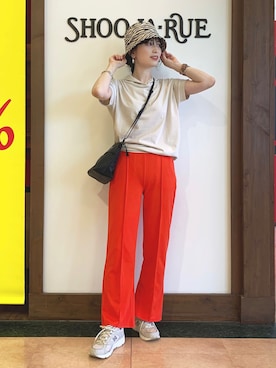 「DRESKIP（ドレスキップ）のアイテム（ハット）」を使った、Hiromiさん（レディース・164cm）の夏コーディネート