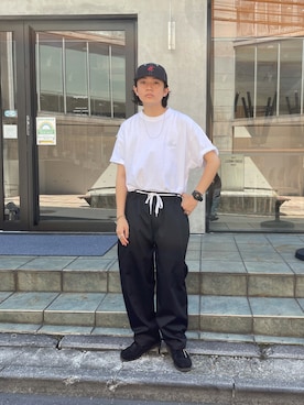 「Sourcream（サワークリーム）のアイテム（帽子）」を使った、kento fujiwara さん（メンズ・166cm）の夏コーディネート