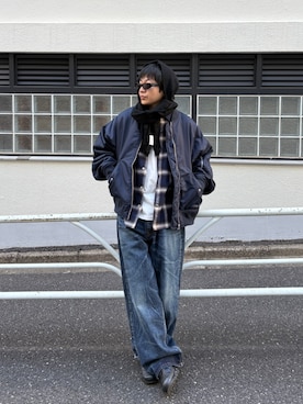 「アイテム（MA-1）」を使った、kento fujiwara さん（メンズ・165cm）の冬コーディネート