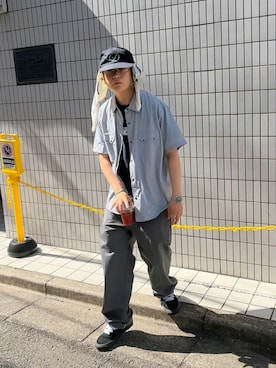 「WHO'S WHO gallery（フーズフーギャラリー）の【KOOKY'N】 BLUE SCORPION SSシャツ（シャツ/ブラウス、ブルー系）」を使った、kento さん（メンズ・165cm）の夏コーディネート