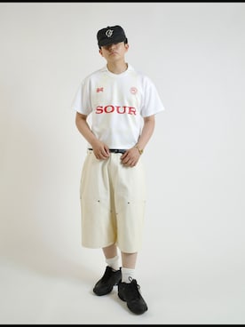 「Sourcream（サワークリーム）のアイテム」を使った、kento fujiwara さん（メンズ・165cm）の夏コーディネート