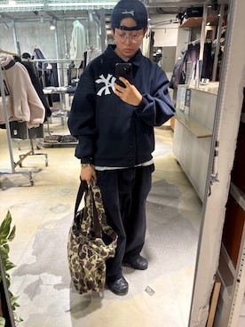 「アイテム（スタジャン）」を使った、kento fujiwara さん（メンズ・165cm）の秋コーディネート