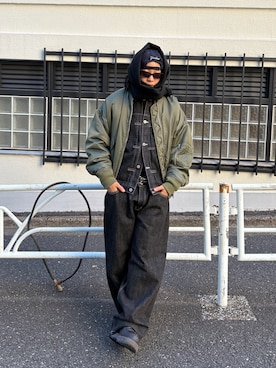 「アイテム（MA-1）」を使った、kento fujiwara さん（メンズ・165cm）の冬コーディネート