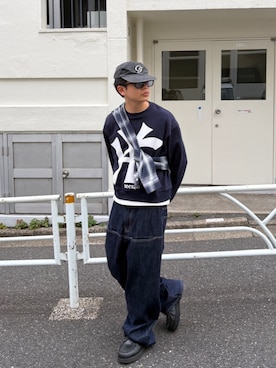 「アイテム（デニムパンツ）」を使った、kento fujiwara さん（メンズ・165cm）の秋コーディネート