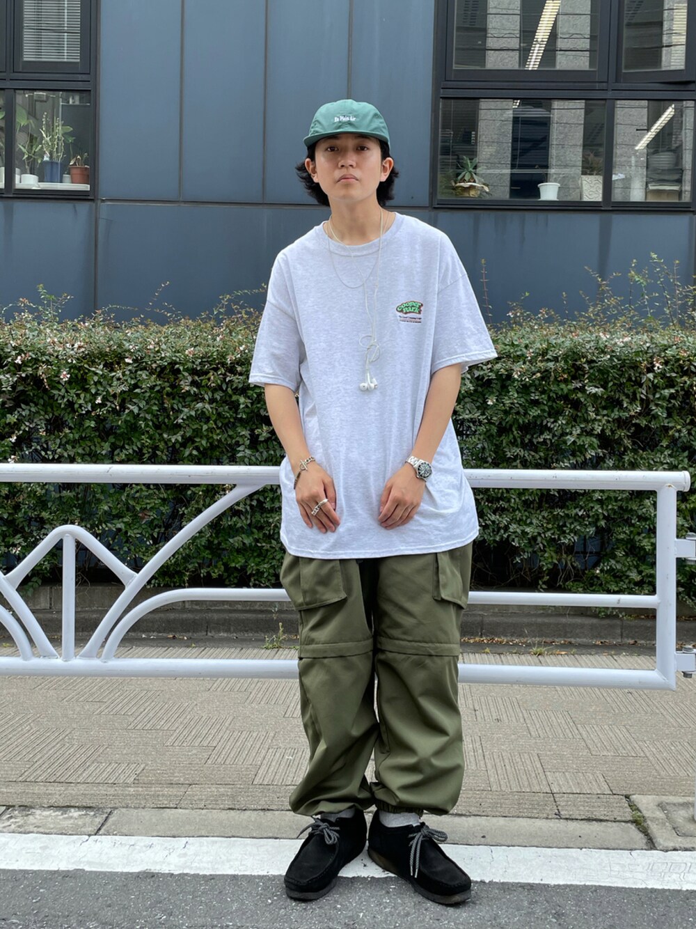 「シンプル、ビッグシルエット、ストリートコーデ、tシャツ、ゆるコーデ、ビックシルエット、オーバーサイズ、スタッフセンバツ、ストリート、低身長コーデ」｜「WHO'S WHO galleryの《WEB限定》COOPERPARK 刺繍TEE（Tシャツ/カットソー、グレー系）」を使った、kento fujiwara さん（メンズ・166cm）の夏コーディネートの1枚目の写真