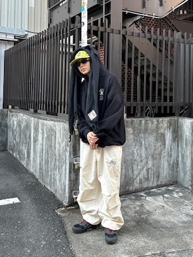 「アイテム（カーゴパンツ）」を使った、kento fujiwara さん（メンズ・166cm・20代）の冬コーディネート
