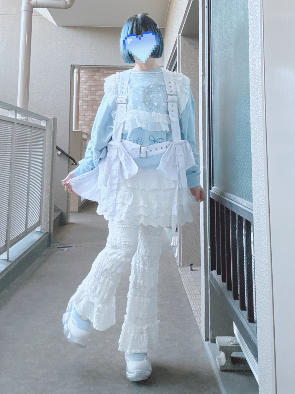 HEIHEI】ナイロンフーディーワンピースWHITE