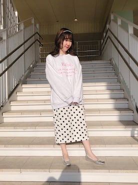 「韓国コーデ」｜「アイテム（バレエシューズ）」を使った、真 帆さん（レディース・148cm）の春コーディネート