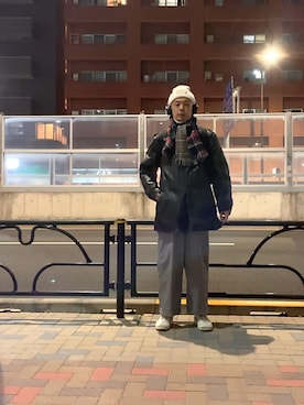 「BEN DAVIS（ベンデイビス）のアイテム（チノパンツ）」を使った、せいsanさん（メンズ・177cm）の冬コーディネート