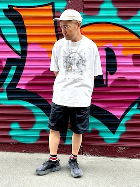 「アイテム（スニーカー）」を使った、foregさん（メンズ・175cm）の夏コーディネート