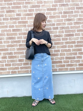 「黒サンダル」｜yukari.sさん（レディース・153cm）の夏コーディネート