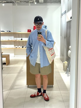 「アイテム（チノパンツ）」を使った、matsu_no_motoさん（メンズ・176cm）の夏コーディネート