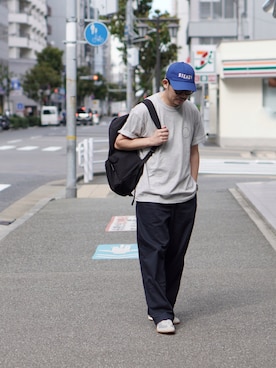 「アイテム（帽子）」を使った、matsu_no_motoさん（メンズ・176cm・40代）の夏コーディネート