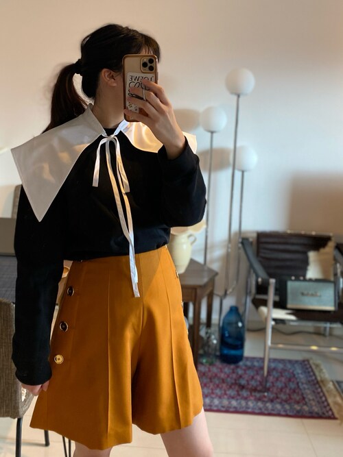 PATOU ブラック 付け襟 シャツ S Patouの付け襟を使った人気ファッションコーディネート - WEAR