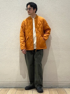 「TAION」｜「アイテム（ブルゾン）」を使った、飯野さん（メンズ・170cm）の秋コーディネート