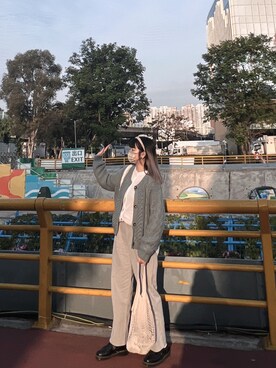 「GU（ジーユー）のアイテム（ノーカラージャケット）」を使った、gragraさん（レディース・160cm）の春コーディネート