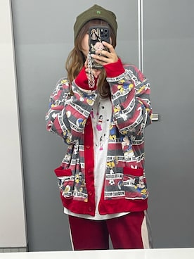 「アイテム（パンツ、レッド系）」を使った、ねねねさん（レディース・157cm）の夏コーディネート