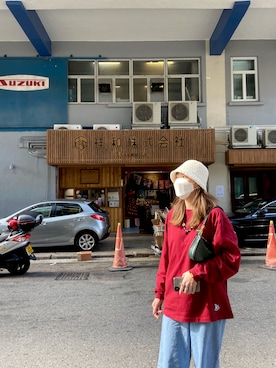 「oversize」｜「アイテム（スウェット）」を使った、melodyhswさん（レディース・168cm）の冬コーディネート