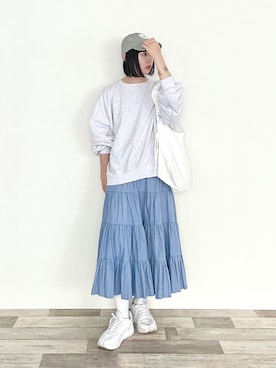 「Maison Margiela（メゾンマルジェラ）のアイテム（スニーカー、ホワイト系）」を使った、AYAさん（レディース・162cm）の春コーディネート