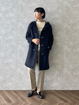 「メガネ女子」｜「アイテム（ダッフルコート）」を使った、AYAさん（レディース・162cm）の秋コーディネート