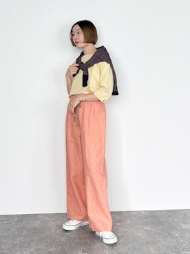 「アイテム（ニット/セーター）」を使った、AYAさん（レディース・162cm）の夏コーディネート