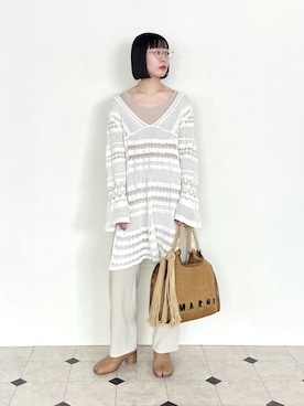 「Maison Margiela（メゾンマルジェラ）のアイテム（ブーツ、ベージュ系）」を使った、AYAさん（レディース・162cm）の春コーディネート