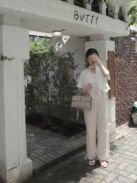 「CAFUNE（カフネ）のアイテム」を使った、muyuさん（レディース・157cm）の秋コーディネート
