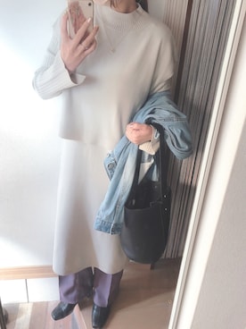 「スクエアトゥ」｜「アイテム（デニムジャケット）」を使った、Kiiさん（レディース・162cm）の秋コーディネート