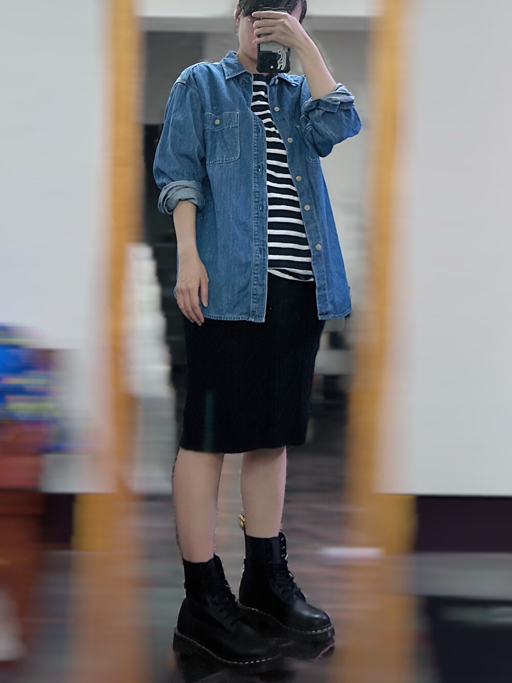 「GUの2023-05 $390 L (男)（Tシャツ/カットソー、ブルー系）」を使った、c.s.y.さん（レディース・154cm）の春コーディネートの1枚目の写真