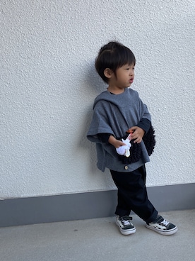 「ポケットＴシャツ」｜「アイテム（スウェット）」を使った、P×Kさん（キッズ・90cm）の秋コーディネート